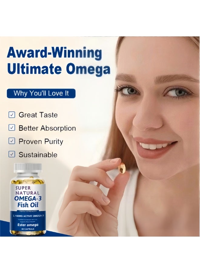 أوميغا-3 زيت السمك من أعماق البحار ثلاثي القوة كبسولات هلامية (عبوة من قطعتين) | 2160 ملجم | يدعم صحة القلب والراحة في المفاصل وتحسين الذاكرة | كبسولة واحدة يومياً، مناسبة للعائلة بأكملها - Image 3