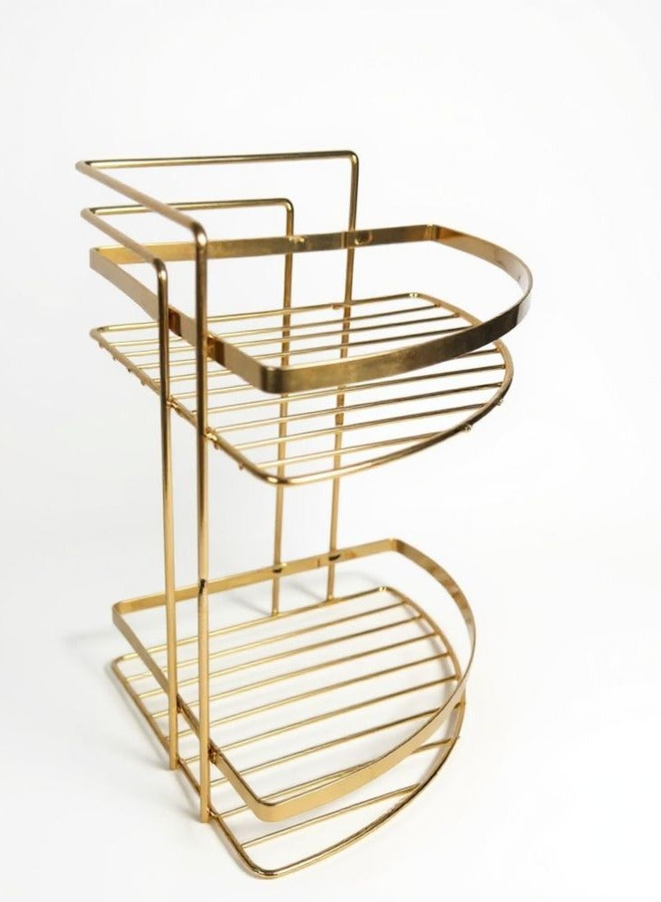 Stainless steel corner bathroom shelf shower caddy organizer rack for shampoo soap & accessories rustproof multipurpose holder comes with screws & anchors gold 2 tier. - Image 2