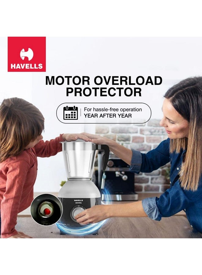 Havells MIXWELL 500 W 3 Jar Mixer Grinder, 304 SS Blades I High Speed 21000 RPM Motor, Heavy and Wider mouth SS Jars, All Jars with Handle (Black and Grey) - Image 4