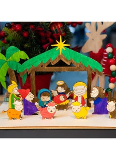Haooryx 15Pcs Nativity Scene 3D Wood Art Craft Storytelling, Christmas Color Your Own Nativity Scene For Xmas Decorations Celebrate The Birth Party Game Christian Birthday Gift  - Image 5