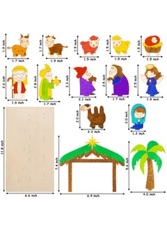 Haooryx 15Pcs Nativity Scene 3D Wood Art Craft Storytelling, Christmas Color Your Own Nativity Scene For Xmas Decorations Celebrate The Birth Party Game Christian Birthday Gift  - Image 3