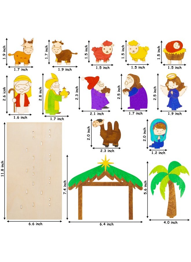 Haooryx 15Pcs Nativity Scene 3D Wood Art Craft Storytelling, Christmas Color Your Own Nativity Scene For Xmas Decorations Celebrate The Birth Party Game Christian Birthday Gift  - Image 3