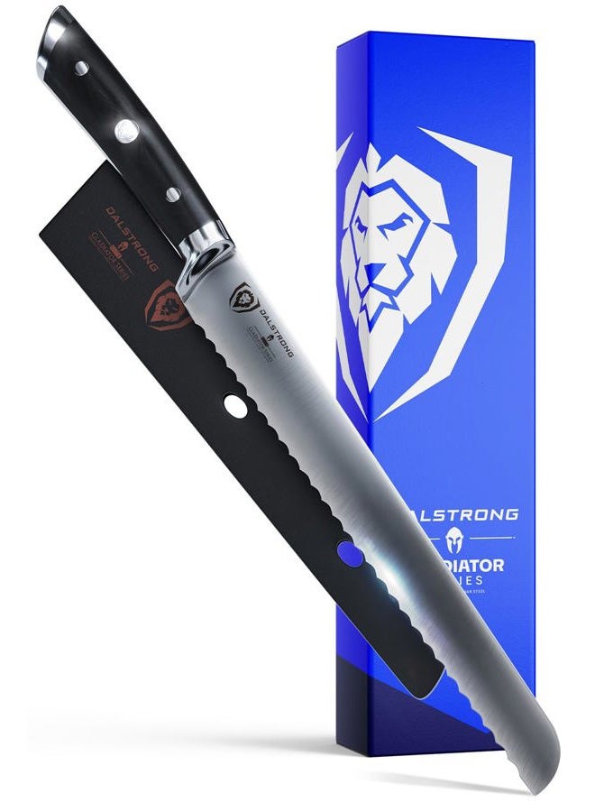 Dalstrong Serrated Bread Knife - 10" - Gladiator Series Elite - Forged German High-Carbon Steel - G10 Handle - Sheath Included - NSF Certified - Image 1