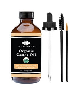 Castor Oil (4 Oz) Usda Organic 100% Pure Coldpressed Hexanefree Premium Quality Large Size For Hair Growth Eyelashes Eyebrows Beard And Skin By . Bonus Free Mascara Kit Included