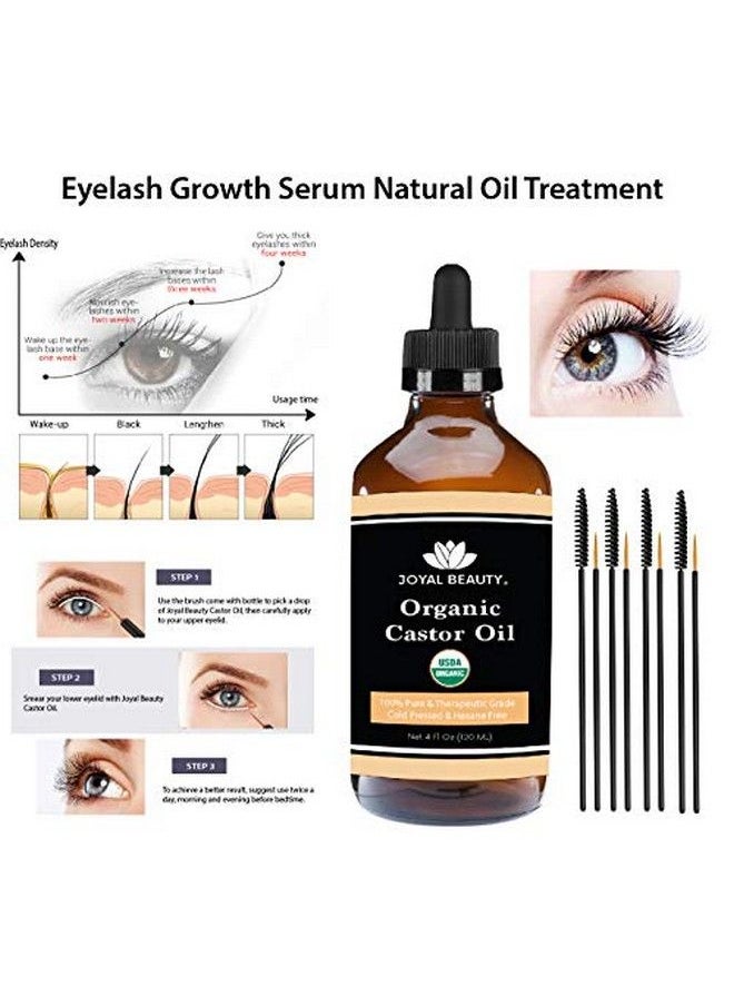 Joyal Beauty - Castor Oil (4 Oz) Usda Organic 100% Pure Coldpressed Hexanefree Premium Quality Large Size For Hair Growth Eyelashes Eyebrows Beard And Skin By . Bonus Free Mascara Kit Included - Image 1