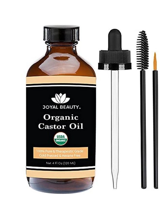 Joyal Beauty - Castor Oil (4 Oz) Usda Organic 100% Pure Coldpressed Hexanefree Premium Quality Large Size For Hair Growth Eyelashes Eyebrows Beard And Skin By . Bonus Free Mascara Kit Included - Image 1