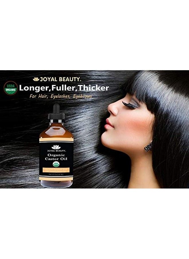Joyal Beauty - Castor Oil (4 Oz) Usda Organic 100% Pure Coldpressed Hexanefree Premium Quality Large Size For Hair Growth Eyelashes Eyebrows Beard And Skin By . Bonus Free Mascara Kit Included - Image 1