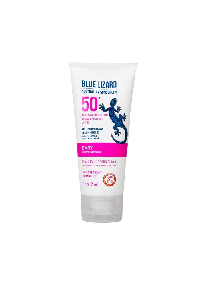 BLUE LIZARD Baby Mineral Sunscreen With Zinc Oxide Spf 50+ Water Resistant Uva/Uvb Protection With Smart Cap Technology Fragrance Free 3 Ounce Tube - Image 1
