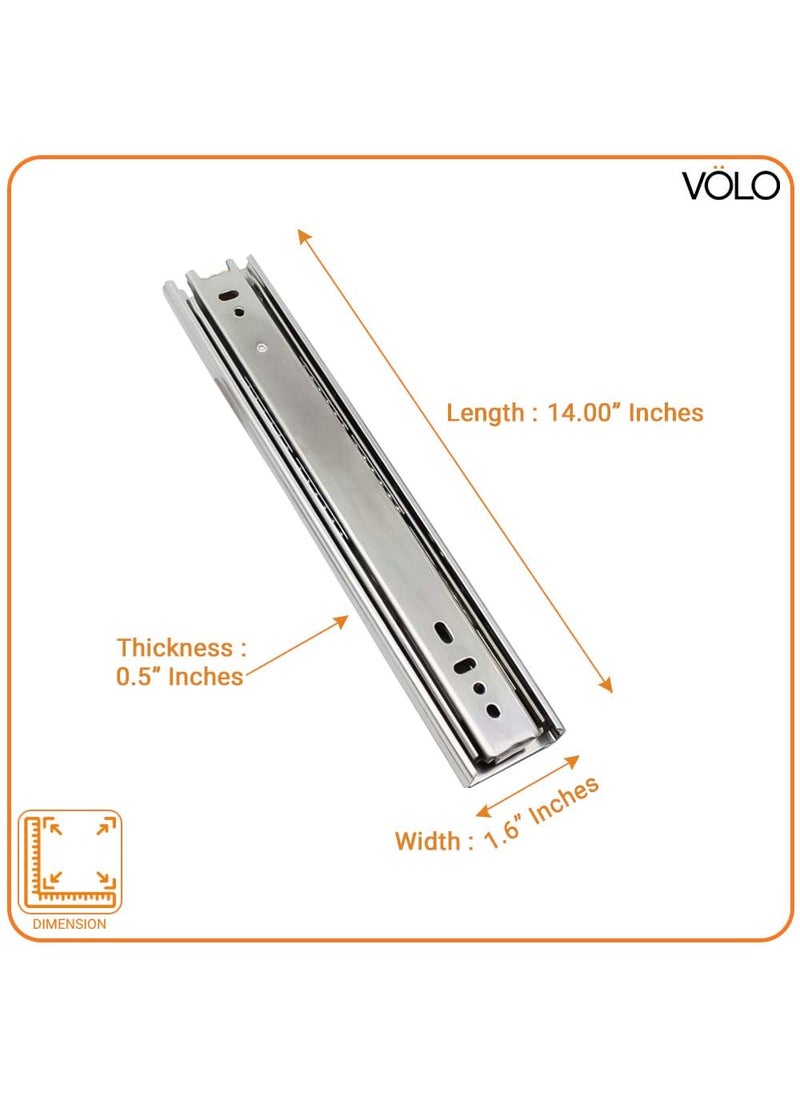 Volo Volo 14 inch Mild Steel Heavy Duty Telescopic SlideDrawer Channel Silver  - Image 2