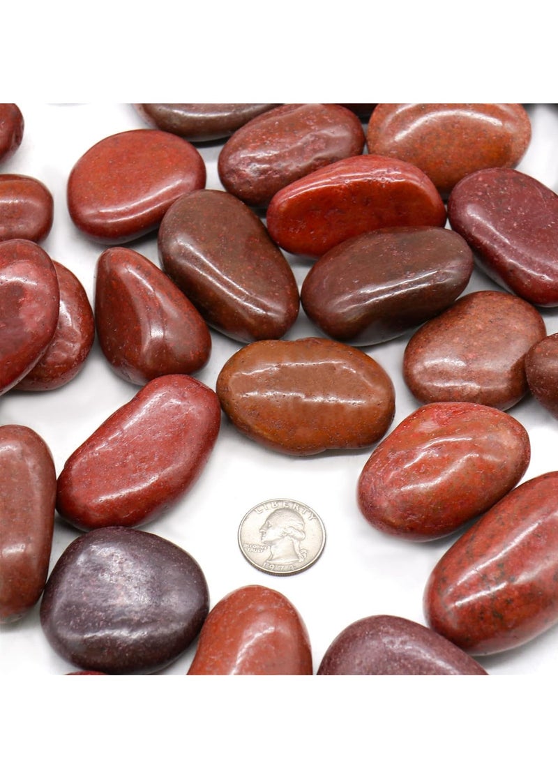 ڤسيل24 صخور نهر حمراء كبيرة جدًا مقاس 5-8 سم للنباتات والمناظر الطبيعية وخزان الأسماك النضرة ومزهرية تررم الحصى والحصى الحمراء الطبيعية وأحجار الديكور الداخلية والخارجية - Image 2