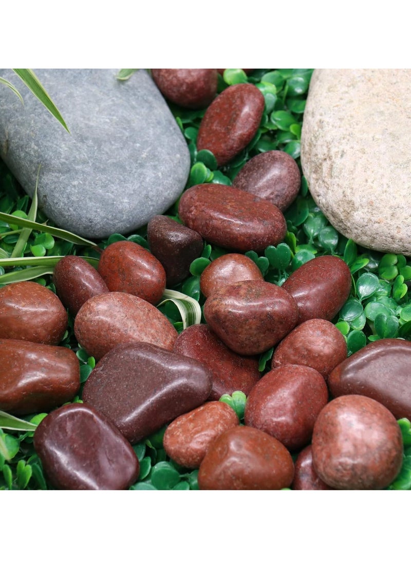 ڤسيل24 صخور نهر حمراء كبيرة جدًا مقاس 5-8 سم للنباتات والمناظر الطبيعية وخزان الأسماك النضرة ومزهرية تررم الحصى والحصى الحمراء الطبيعية وأحجار الديكور الداخلية والخارجية - Image 3
