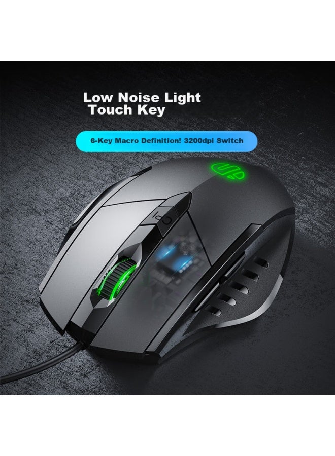 Inphic W1 Wired Gaming Mouse With Macro Definition, Ergonomic Design, Quiet Operation, For Home, Office, Laptop, Desktop, Usb Compatible, Black - Image 1