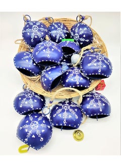 HIGHBIX HIGHBIX 10cm Big Hand Painted Festive Dcor Hanging Bells Set of 10 with Jute Bag Hand Painted Violet 10cm 