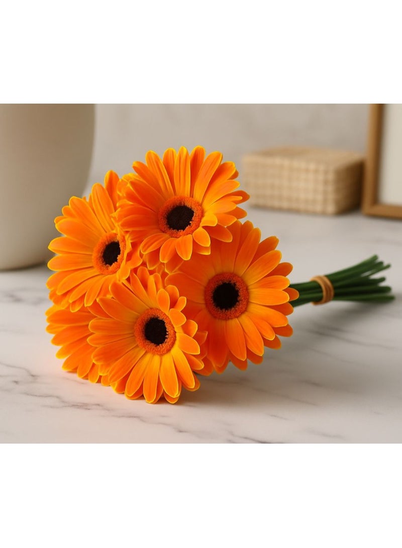 Artificial Flower Bouquet with Natural Touch Orange Color - Image 2
