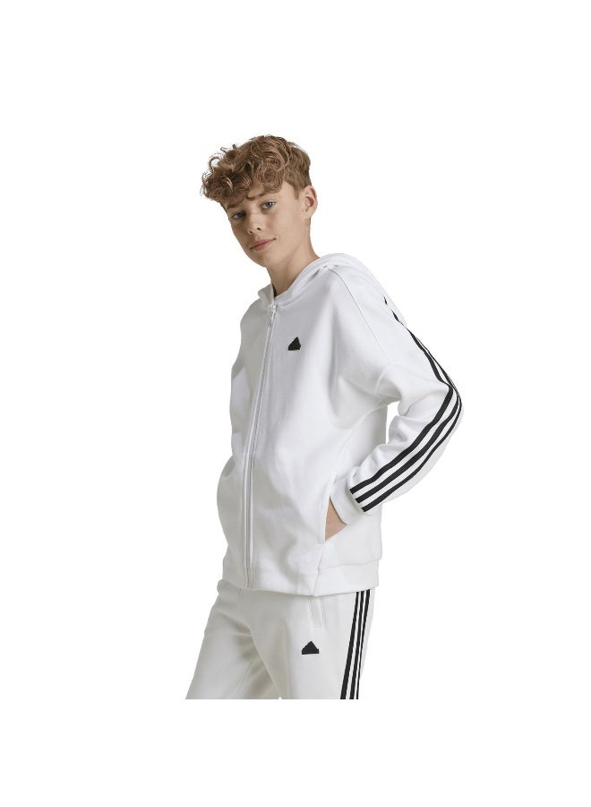 Adidas U Fi 3S Fz Hd White Training Track Tops For Kids Unisex 128 - Image 3