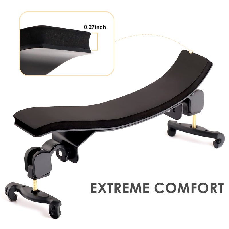 SUEWIO Violin Shoulder Rest for 4/4 Size, Premium Aluminum Alloy Violin Shoulder Rest with Thicken Comfortable Foam Pad & Height Adjustable Feet - Image 2
