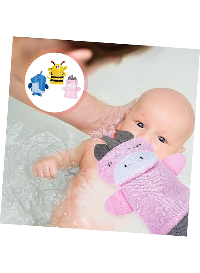 3Pcs Scrub Gloves Baby Bath Mitts Bath Gloves Kids Mittens Gloves For Kids For Shower Body Scrubbing Glove Toddler Wash Clothes For Wash Clothes For Baby Animal Towel  - Image 3
