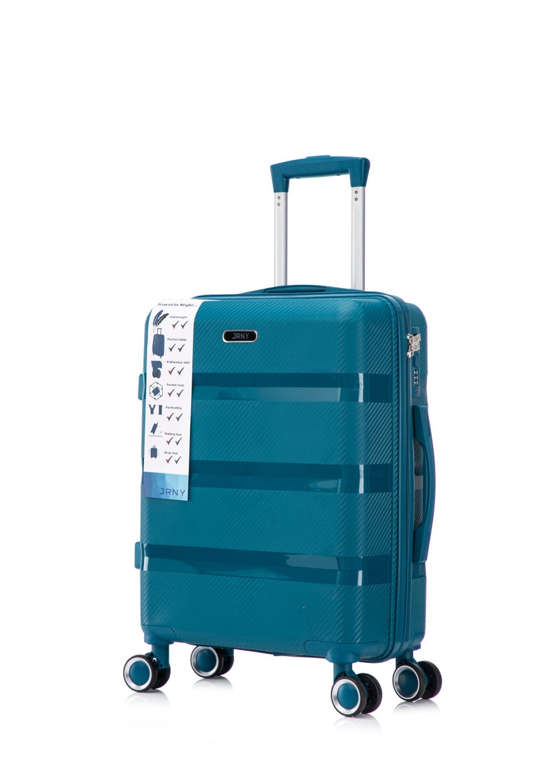 جورني JRNY Durable PP Luggage Trolley Bag 3 Piece Set Hard Shell, Turquesa (S-20, M-24, L-28 Inch) – 8 Silent 360° Spinner Wheels, Built-in Lock (PP 923) - Image 5