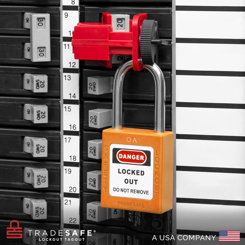 TRADESAFE مجموعة أقفال TRADESAFE لقفل العلامات، 10 قفل أمان برتقالي متطابق المفاتيح، مجموعة غير محدودة، 2 مفتاح لكل قفل، أقفال Loto متوافقة مع OSHA، لمجموعات قفل العلامات - Image 4