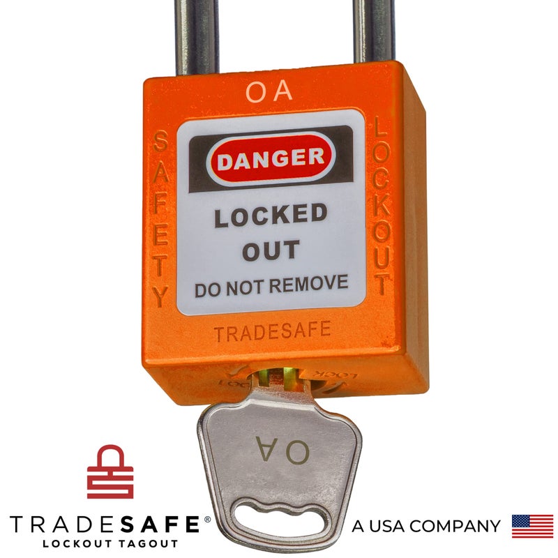 TRADESAFE مجموعة أقفال TRADESAFE لقفل العلامات، 10 قفل أمان برتقالي متطابق المفاتيح، مجموعة غير محدودة، 2 مفتاح لكل قفل، أقفال Loto متوافقة مع OSHA، لمجموعات قفل العلامات - Image 5