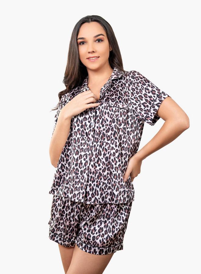 Aadaraya Animal Print Shirt and Shorts Set - Image 2