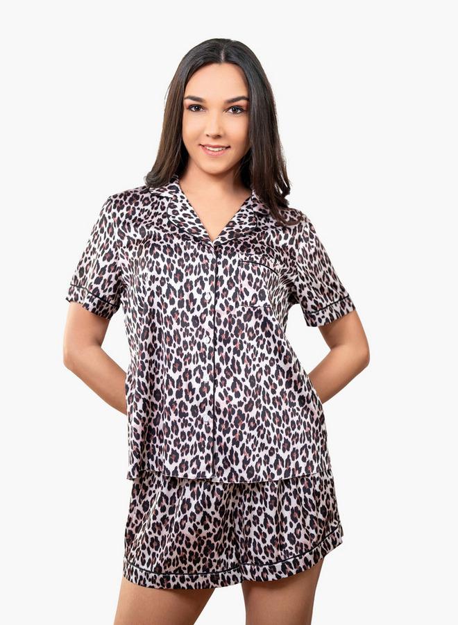 Aadaraya Animal Print Shirt and Shorts Set - Image 1