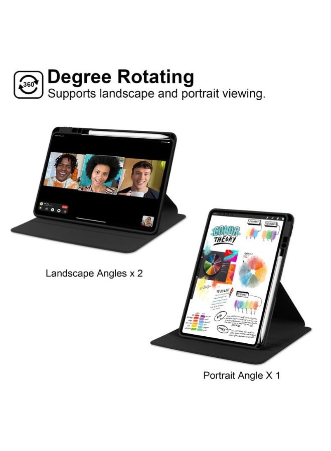 for HUAWEI MatePad Pro 13.2 (2024) Case Cover, Tablet Protective Case With Pen Slot, Acrylic 360 ° Rotating Design, Automatic Wake-up/sleep, Soft Leather, Black  - Image 3