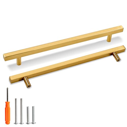 Redunest Cabinet Pulls Gold Cabinet Handles Square Drawer Pulls 10 Pack 10 Inch 256mm Hole Centers Stainless Steel Kitchen Door Cupboard Cabinet Handles1260 Inch Length Hardware Handles - Image 1