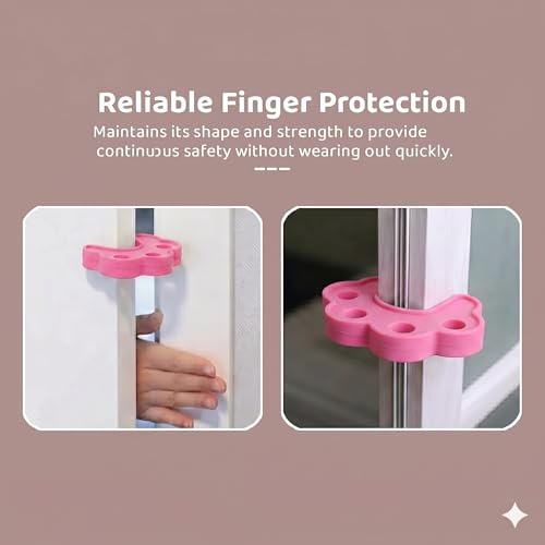 Safe-O-Kid 8 Pcs Silicone Door Stopper for Baby Safety, Door Slam Stopper Made with 100% Pure Silicone, BPA Free, Finger Pinch Door Guard for Kids & Pet or Child from Getting Locked in Room - Pink - Image 2