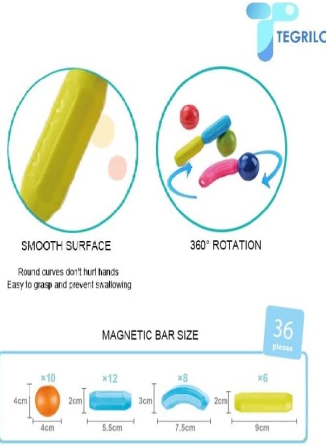 36 PCS Magnetic Building Blocks Toy, Stacking Stick Rods and Ball Educational Construction Puzzle for Kids  - Image 4