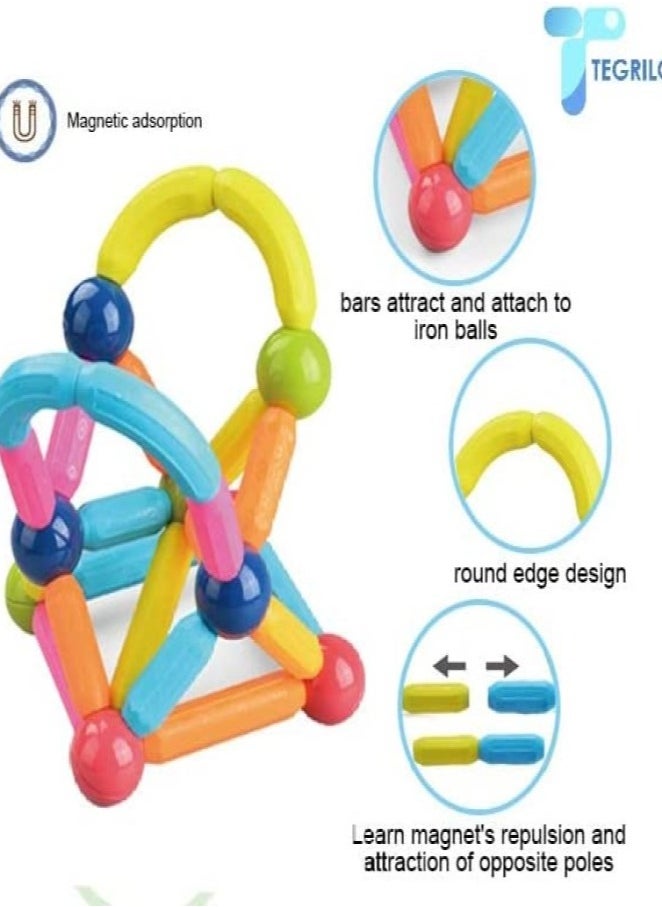 36 PCS Magnetic Building Blocks Toy, Stacking Stick Rods and Ball Educational Construction Puzzle for Kids  - Image 3