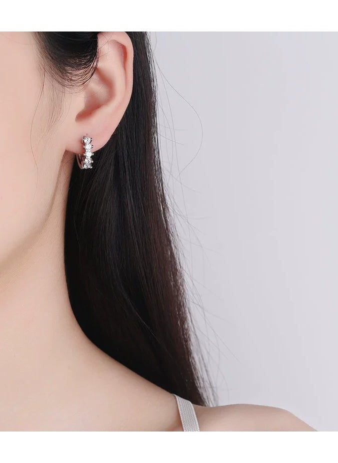 OD'lover New 2025 Luxury Cz Geometric Hoop Earrings Fashion 925 Sterling Silver Ear Buckles For Women Wedding Fine Decoration Jewelry With You Accessories Trendy Creative Best Gift  - Image 5