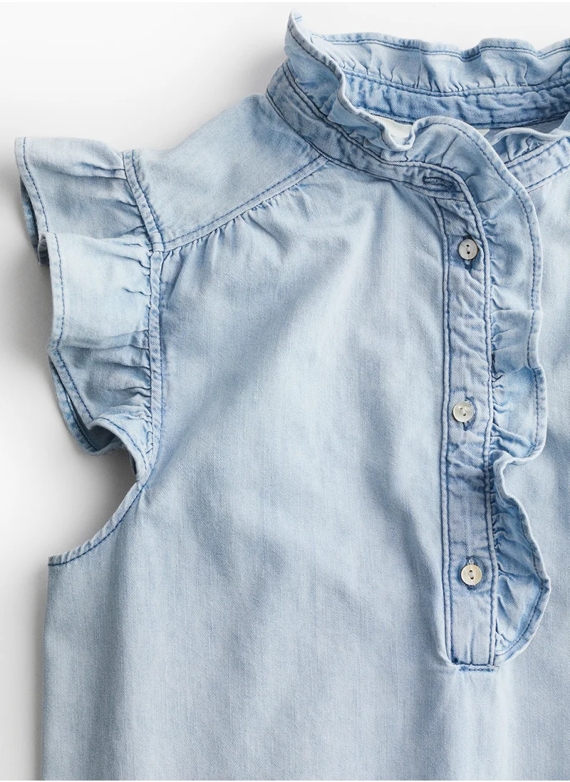 H&M Flutter-Sleeved Denim Blouse