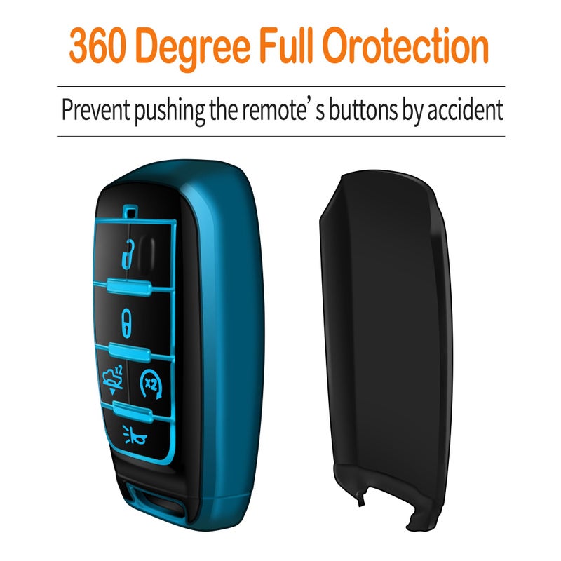 Sindeda for Dodge Key Fob Cover with Keychain Soft Full Protection Key Shell Key Case Compatible with 2019-2025 Dodge RAM 1500 2500 3500 (Blue, 4-5 Buttons) - Image 4