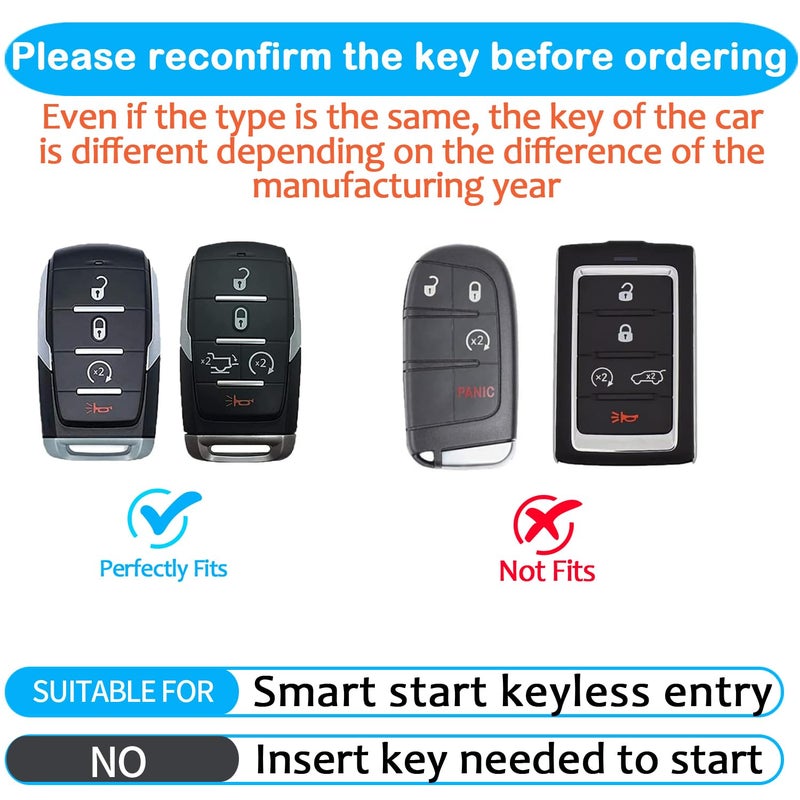 Sindeda for Dodge Key Fob Cover with Keychain Soft Full Protection Key Shell Key Case Compatible with 2019-2025 Dodge RAM 1500 2500 3500 (Blue, 4-5 Buttons) - Image 2