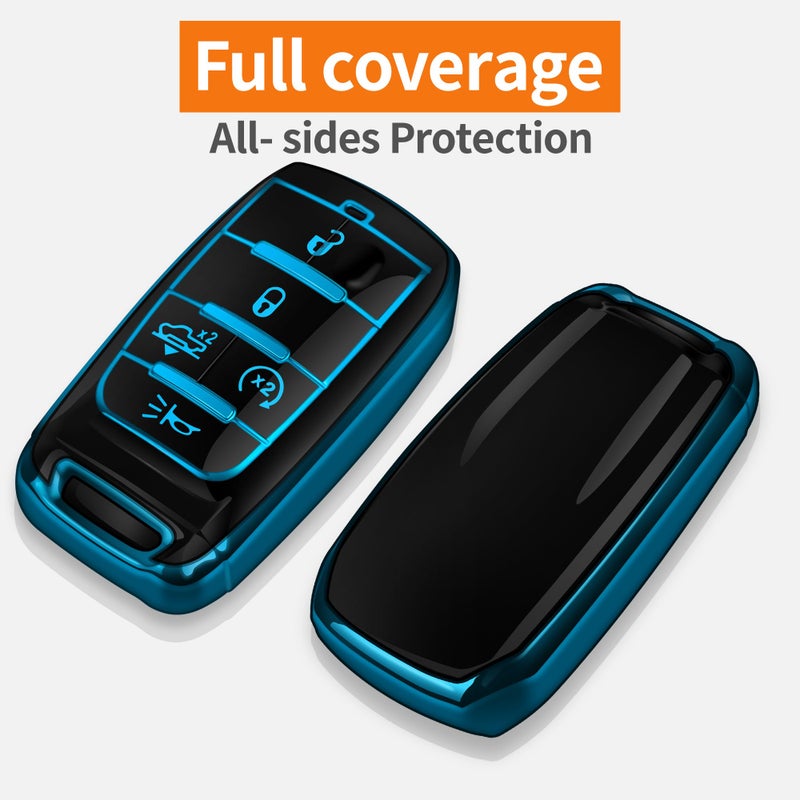 Sindeda for Dodge Key Fob Cover with Keychain Soft Full Protection Key Shell Key Case Compatible with 2019-2025 Dodge RAM 1500 2500 3500 (Blue, 4-5 Buttons) - Image 3