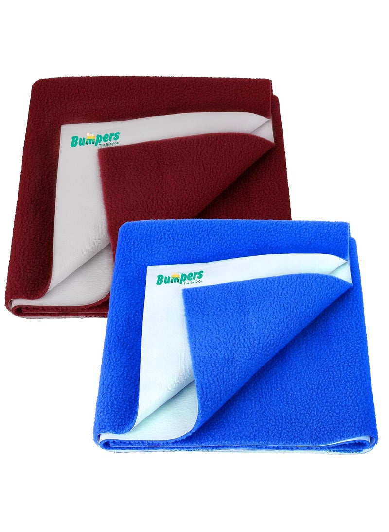 Bumpers The Baby Co. Bumpers Instadry AntiPiling Fleece Extra Absorbent Quick Dry Sheet for Baby Baby Bed Protector Waterproof Baby Sheet Washable Reausable SheetLarge Combo 140 x 100 cm Royal BluePlum 