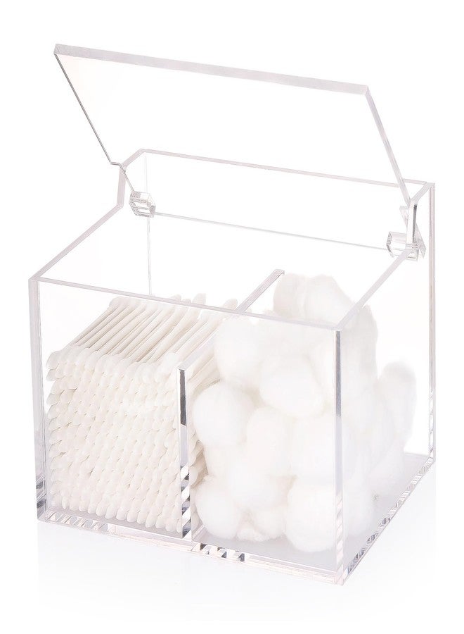 تي بيست ماكس حامل أعواد قطنية من Tbestmax، بسماكة 4 مم، منظم أعواد قطنية مستطيل الشكل من الأكريليك، علبة تخزين مستحضرات تجميل للحمام - شفاف - Image 1