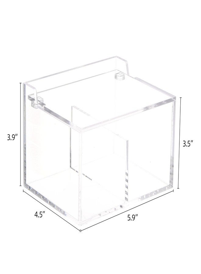 تي بيست ماكس حامل أعواد قطنية من Tbestmax، بسماكة 4 مم، منظم أعواد قطنية مستطيل الشكل من الأكريليك، علبة تخزين مستحضرات تجميل للحمام - شفاف - Image 2