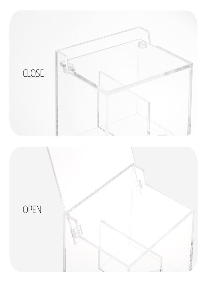 تي بيست ماكس حامل أعواد قطنية من Tbestmax، بسماكة 4 مم، منظم أعواد قطنية مستطيل الشكل من الأكريليك، علبة تخزين مستحضرات تجميل للحمام - شفاف - Image 3