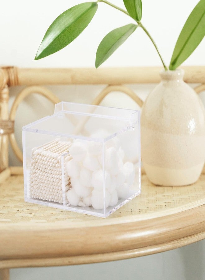 تي بيست ماكس حامل أعواد قطنية من Tbestmax، بسماكة 4 مم، منظم أعواد قطنية مستطيل الشكل من الأكريليك، علبة تخزين مستحضرات تجميل للحمام - شفاف - Image 5