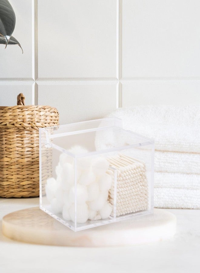 تي بيست ماكس حامل أعواد قطنية من Tbestmax، بسماكة 4 مم، منظم أعواد قطنية مستطيل الشكل من الأكريليك، علبة تخزين مستحضرات تجميل للحمام - شفاف - Image 4