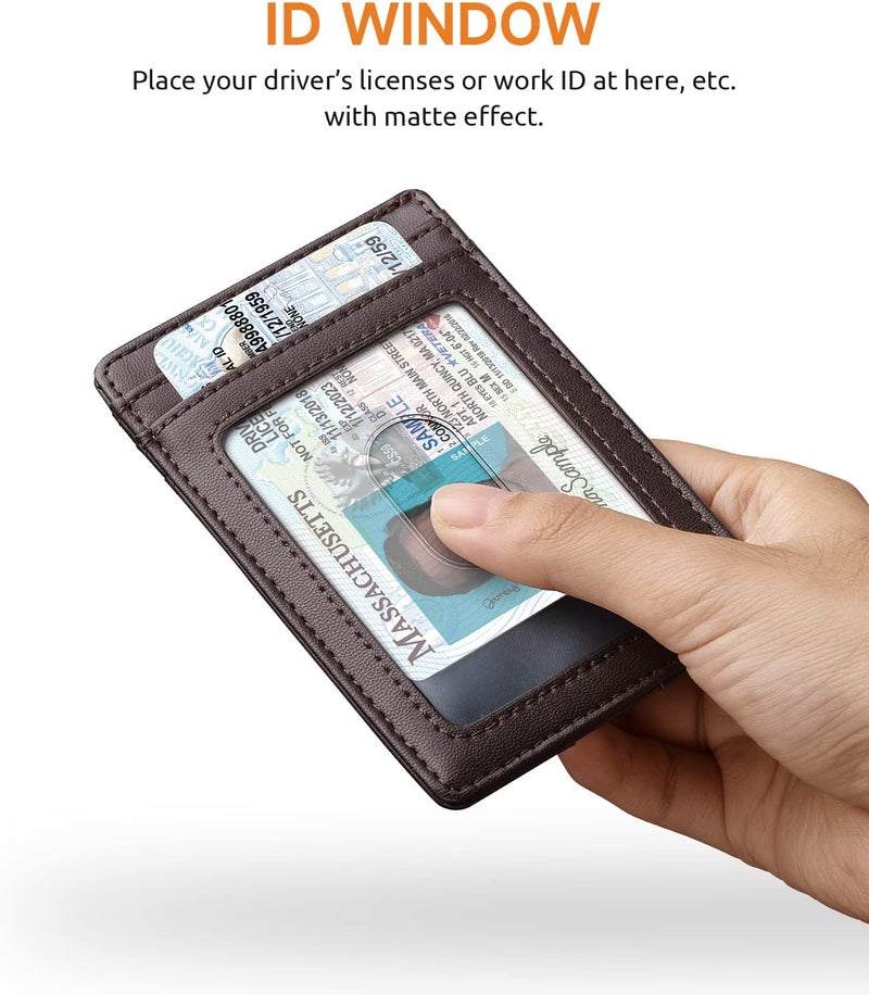 Buffway Mens Slim Wallet, Minimalist Thin Front Pocket Leather Credit Card Holder with RFID Blocking for Work Travel - Image 4