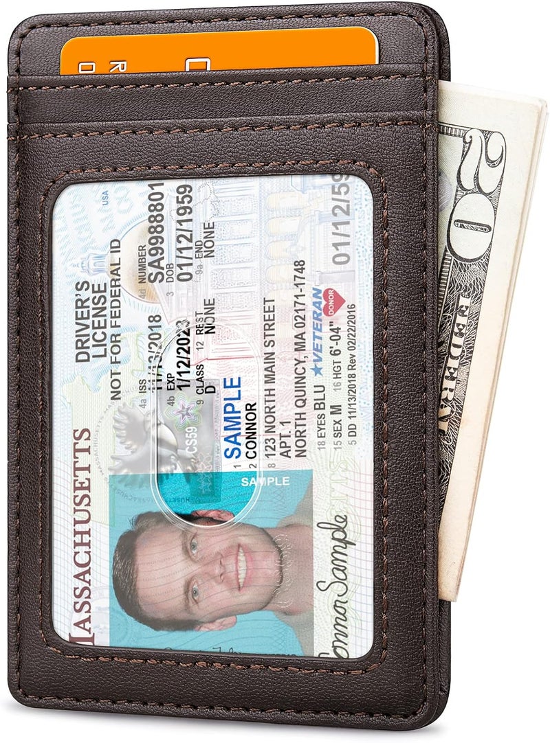 Buffway Mens Slim Wallet, Minimalist Thin Front Pocket Leather Credit Card Holder with RFID Blocking for Work Travel - Image 2