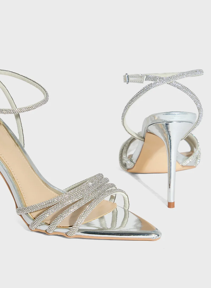 ايلا ليمتد اديشن Pointy Toe Embellished Counter Strap Heel Sandal