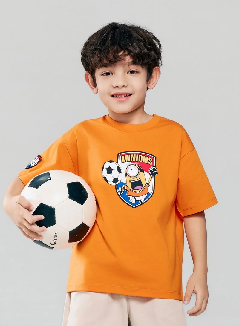 Kids Minions World Cup Yellow Print Tee