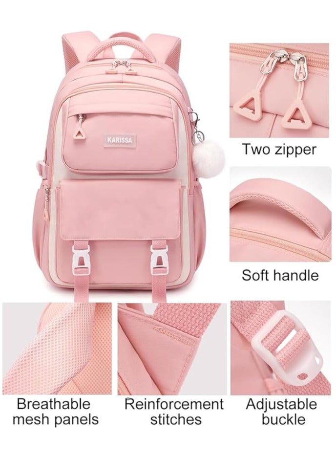 Karissa 2pc set School bag with pencil bag,Waterproof School Backpacks for Girls,Middle Schoolbag Elementary Student Bookbag,Multiple Pockets Schoolbags,Large Casual School Daypacks for Teens - Image 2