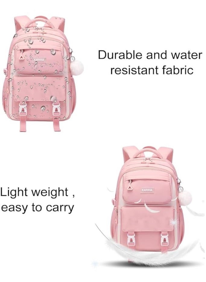 Karissa 2pc set School bag with pencil bag,Waterproof School Backpacks for Girls,Middle Schoolbag Elementary Student Bookbag,Multiple Pockets Schoolbags,Large Casual School Daypacks for Teens - Image 3