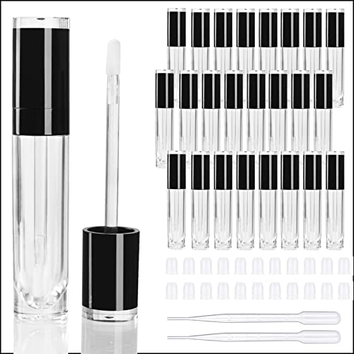 COSIDEA 26 pcs Refillable Empty 8ml Lip Gloss Tubes with clear WandRound black Lipgloss ContainersDIY cosmetic packing Container Bulk Wholesale - Image 1
