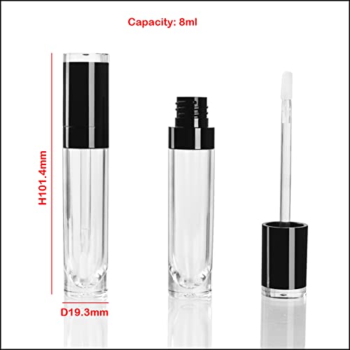 COSIDEA 26 pcs Refillable Empty 8ml Lip Gloss Tubes with clear WandRound black Lipgloss ContainersDIY cosmetic packing Container Bulk Wholesale - Image 3